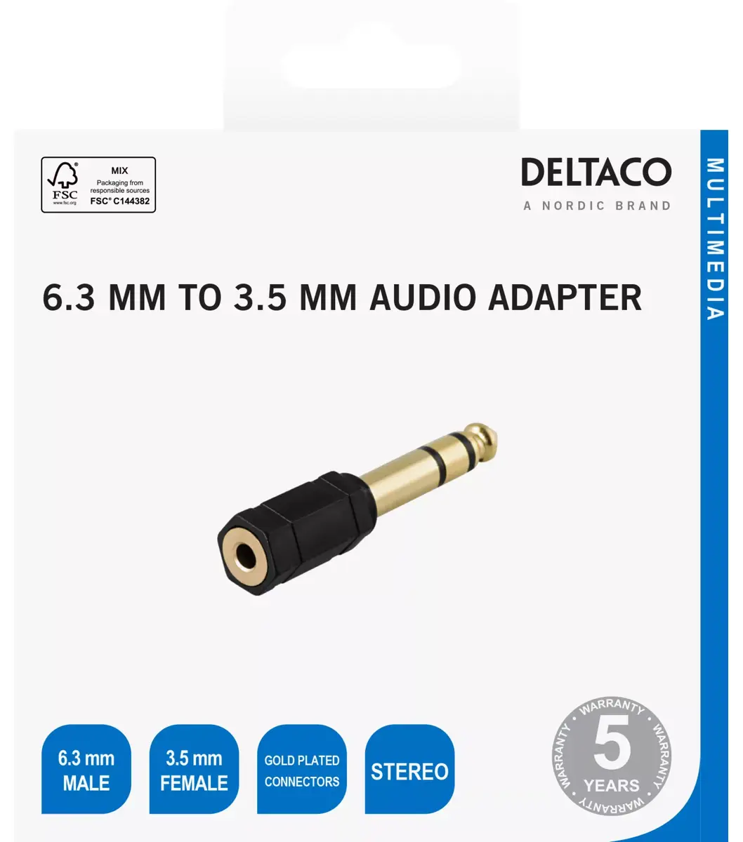 DELTACO AD-1-K 3.5mm female to 6.3mm male adapter Photo 4