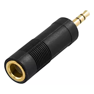 Austiņu adapteris DELTACO 6,3 mm sieviešu - 3,5 mm vīriešu, melns / AD-2-K / 00180002