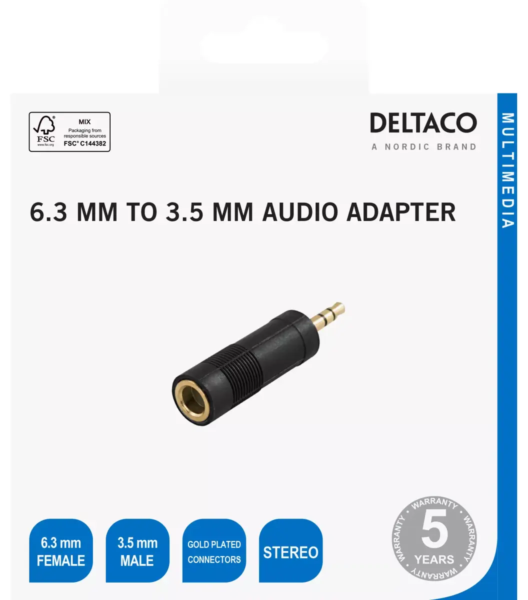 Austiņu adapteris DELTACO AD-2-K 6.3 mm → 3.5 mm Photo 5