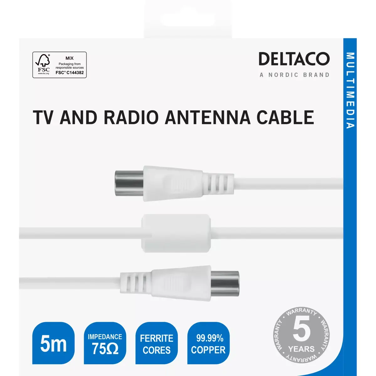 DELTACO AN-105-K antenas kabelis 5 m Photo 3