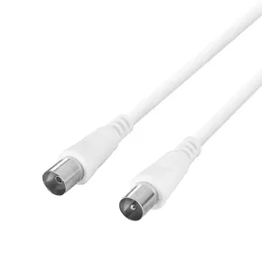 Koaksiālais antenas kabelis DELTACO 75 Ом, ferīta serdeņi, zelta pārklājuma savienotāji, 10 m, balts