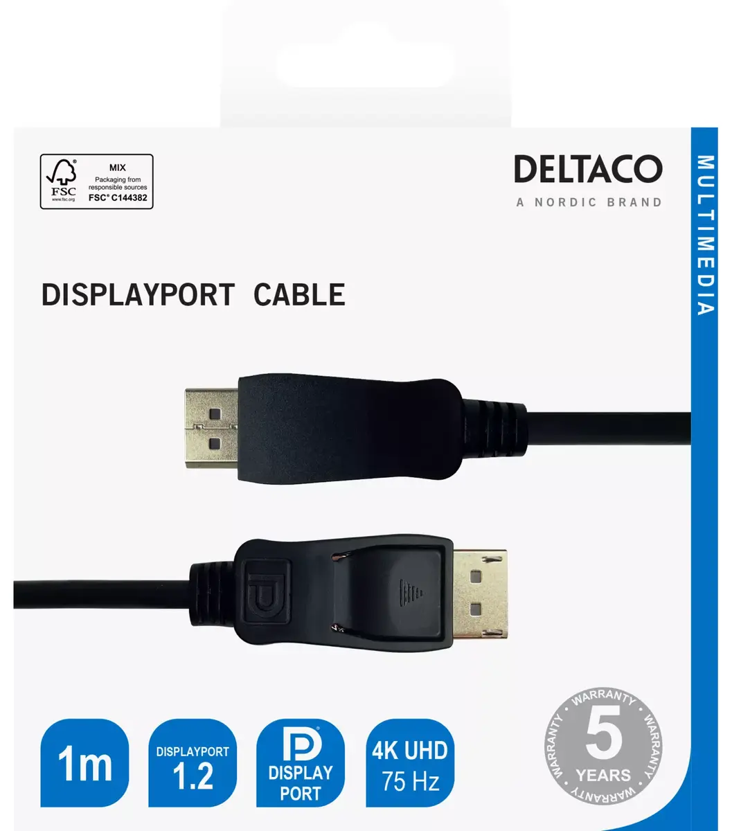 DELTACO DisplayPort kabelis DP-1010-K 1 m Photo 3