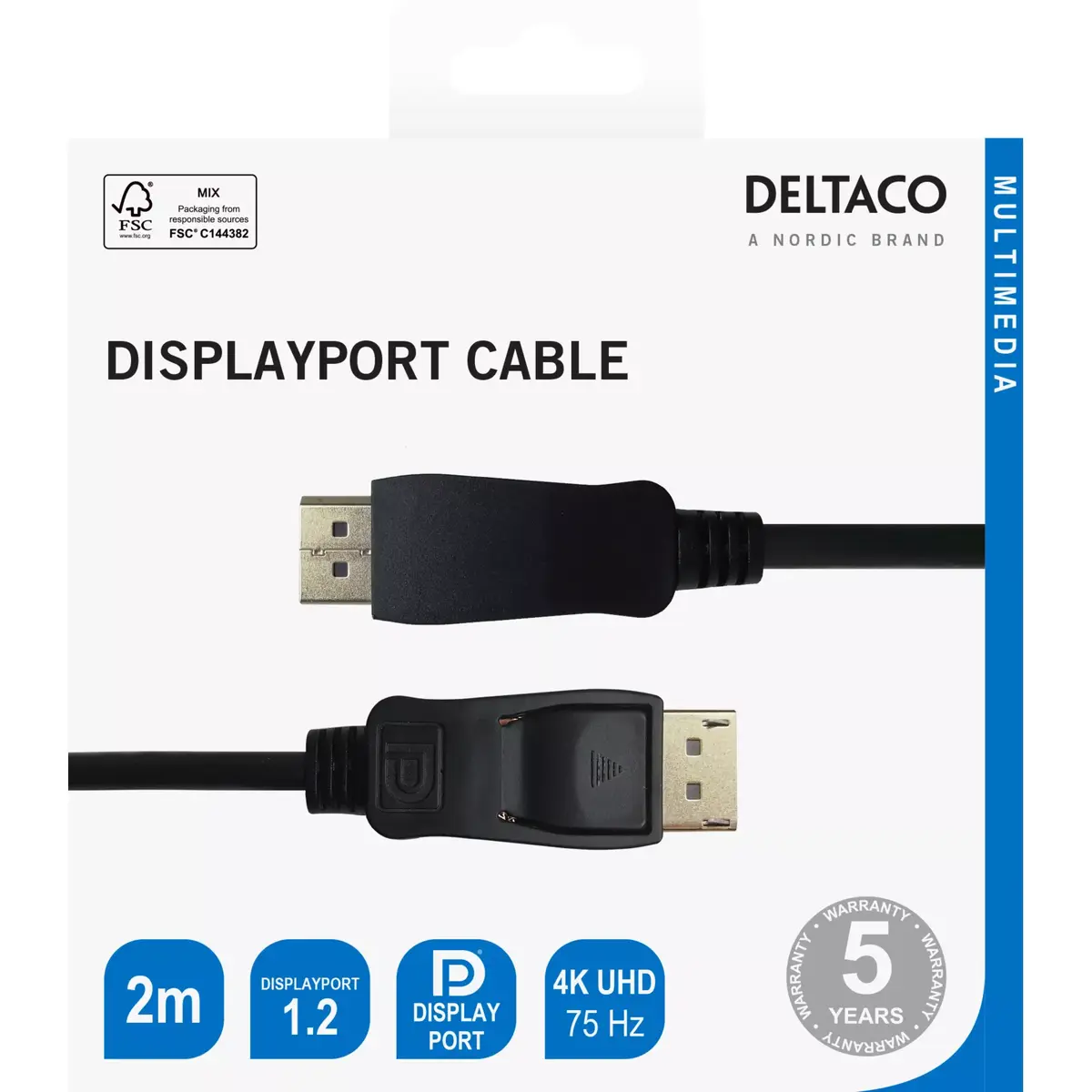 DELTACO DisplayPort kabelis DP-1020-K 2 m Photo 3