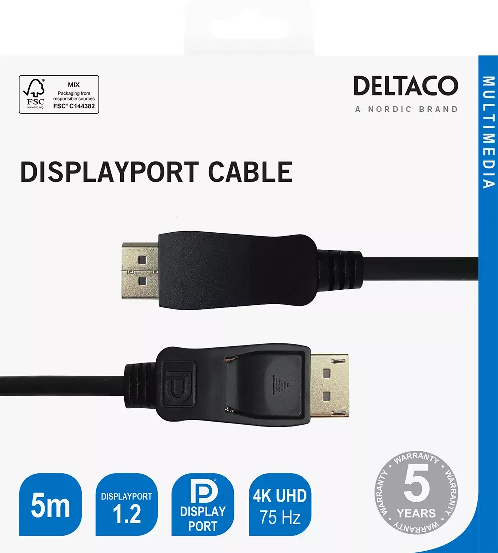 DELTACO DisplayPort kabelis DP-1050-K 5 m Photo 3