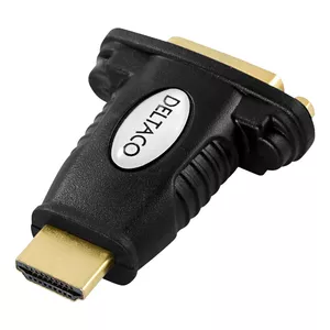 DELTACO HDMI to DVI-D adapter with gold-plated connectors, supports 1080p