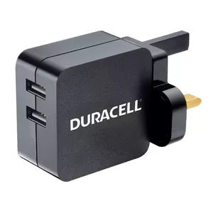 Зарядное устройство Duracell 2x2.4A USB для телефона/планшета внутреннее AC универсальное черное