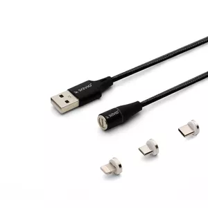 USB cable SAVIO CL-152 1 m USB A to USB C / Micro-USB B / Lightning, USB 2.0, Black