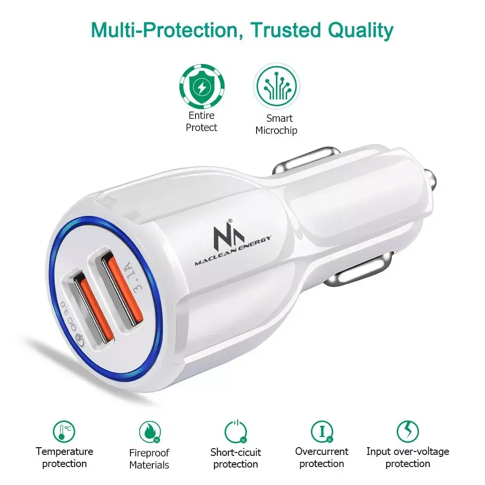 Auto lādētājs MACLEAN MCE478W — 2× USB QC3.0 Photo 2