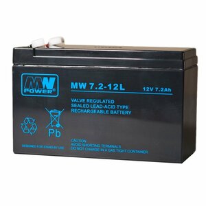 MPL MW POWER MW 7.2-12L UPS akumulators Svina-skābes akumulators VRLA AGM Neuzturīgs 12 V 7,2 Ah melns