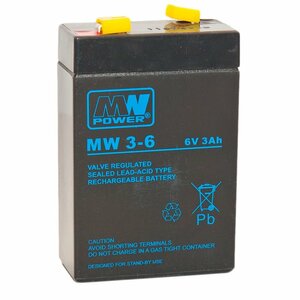 MPL MW POWER MW 3-6 UPS akumulators Svina-skābes akumulators VRLA AGM Neuzturīgs 6 V 3 Ah melns