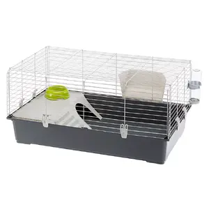 Cage FERPLAST Rabbit 100 — metal/plastic cage for rabbit and guinea pig, 950×570×460 mm, includes drinker, weight 5.3 kg