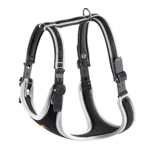 Dog vest harness FERPLAST Ergocomfort P L — size L, chest 80–70 cm, neck min 50 cm, black/silver