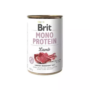 Влажный корм для собак Brit Mono Protein Lamb 400 г — единый белок, без зерна, для взрослых собак