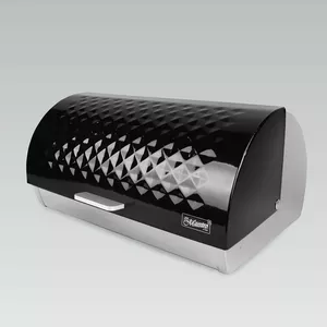 Хлебница настольная Maestro MR-1676 Black — нержавеющая сталь, откидная крышка, 385×255×190 мм