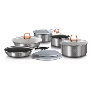 Cookware set Berlinger Haus BH/6102 — 12-piece aluminium mix, grey/rose, includes 3 saucepans (1.2L, 1.7L, 2.2L) and 2 frying pans