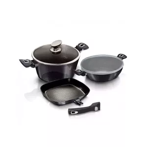 Cookware set berlinger haus BH/7052 — aluminium mixed 6-piece, saucepan 2.3 L (24 cm) and frying pan 24 cm, grey