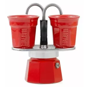 Moka pot BIALETTI Mini Express 0.9 L — manual aluminium stovetop coffee maker, red