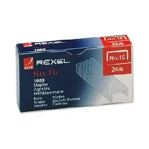 Скобы REXEL No. 16 (24/6) — коробка 1000 шт., совместимы со стандартными степлерами 24/6
