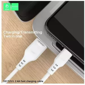 USB Type-C cable DENMEN D01T 1 m, 2.4 A, white
