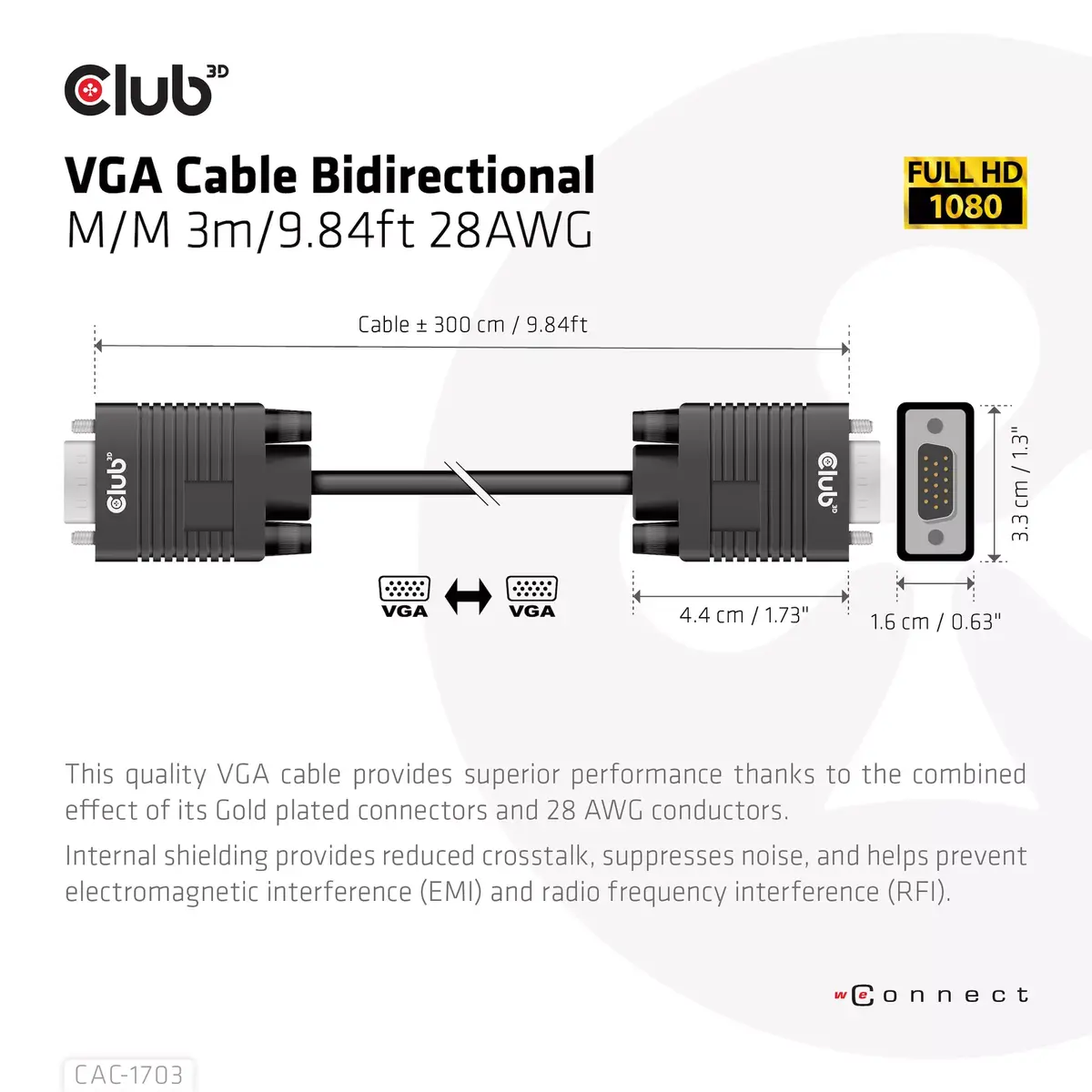 VGA kabelis CLUB3D CAC-1703 Photo 4