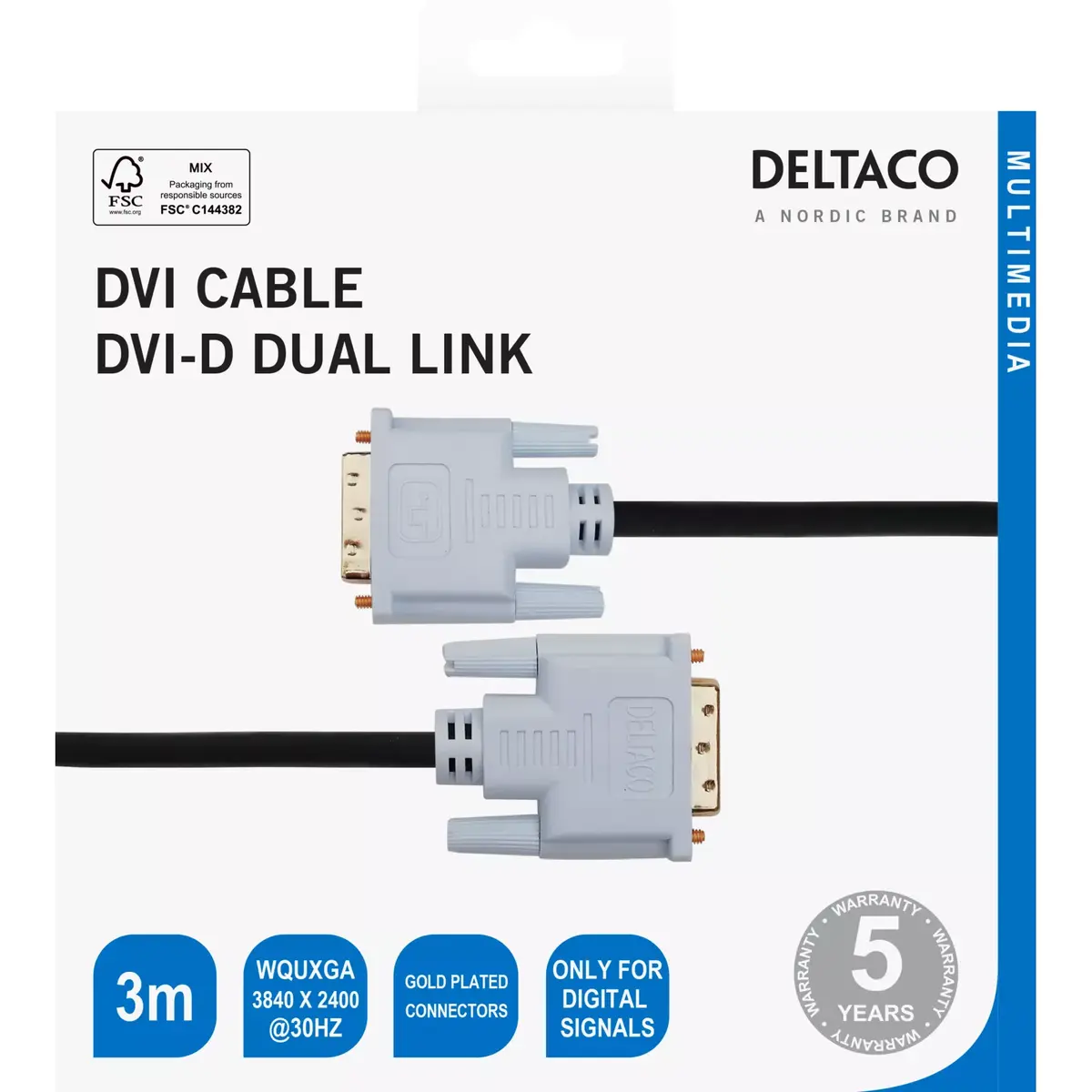 DVI-D Dual Link cable DELTACO 00120004 Photo 3