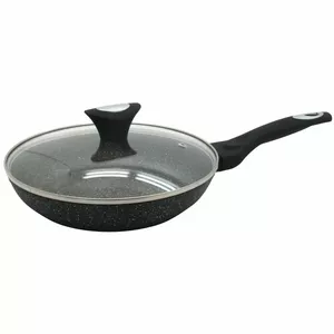 KingHoff KB 7039 Frying Pan with Lid, 24cm, Marble Non-Stick Coating, Aluminium, Induction Compatible