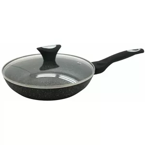 KingHoff KB 7040 Frying Pan with Lid, 26cm, Aluminium, Non-Stick Marble Coating, Induction Compatible