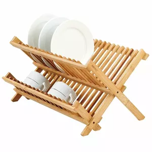 KING HOFF Folding bamboo dish dryer