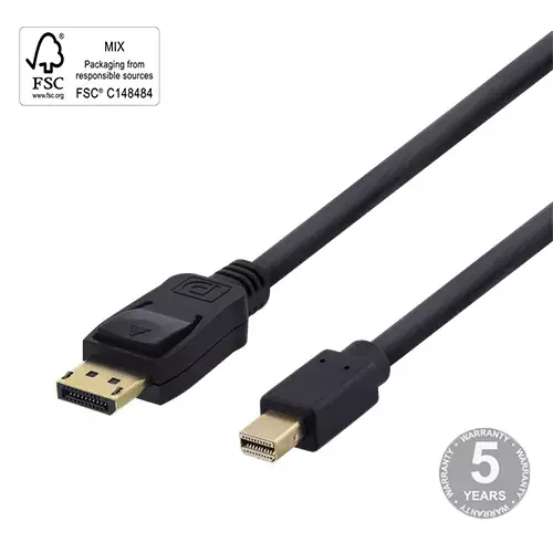 DELTACO DisplayPort uz miniDisplayPort kabelis 1 m Photo 1