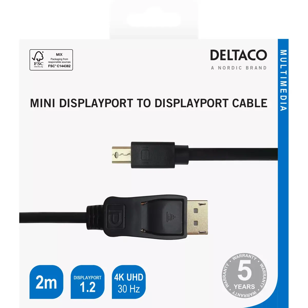 DELTACO DP-1121-K DisplayPort uz miniDP kabelis Photo 3