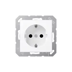 Розетка Type F Jung A 1520 BF WWM, 16 A, 250 V, термопластик, белая, 55×55 мм