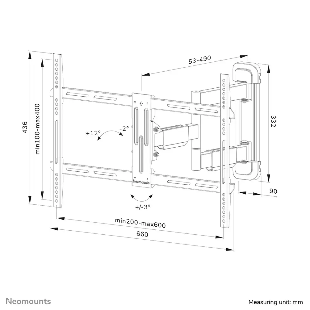 TV sienas stiprinājums Neomounts WL40-550BL16 Photo 17
