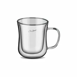 Glass coffee cup set LAMART LT9032 — 2 pcs, 220 ml each, clear tempered glass