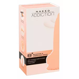 Вибратор Naked Addiction силиконовый черный — реалистичный, общая длина 20,3 см, вводимая 14 см, Ø 4,5 см, вращающийся венчик, 7 режимов, перезаряжаемый