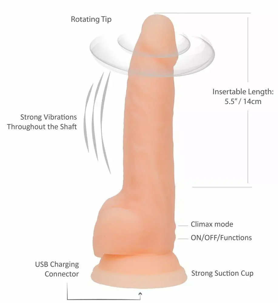 Вибратор Naked Addiction силикон — 20,3 см, вращающийся и вибрирующий Photo 8