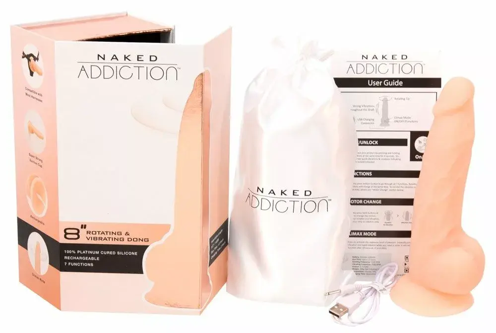 Вибратор Naked Addiction силикон — 20,3 см, вращающийся и вибрирующий Photo 9