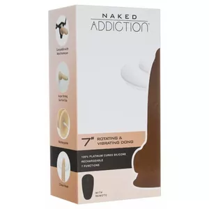 Реалистичный силиконовый вибратор Naked Addiction 17,8 см, вращающийся и вибрирующий, USB-зарядка, Ø 4,5 см