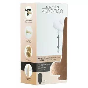 Реалистичный силиконовый вибратор Naked Addiction 19 см (вставная 15,7 см) вращающийся, вибрирующий, толкающий, с присоской, USB-зарядка