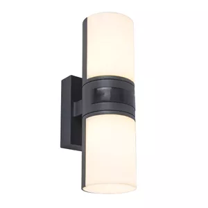 Lutec CYRA LED Outdoor Wall Light, 16.5W, 3000K, Motion Sensor, Grey Aluminium