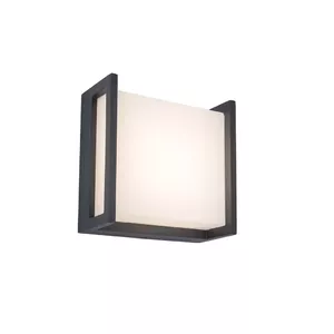 Lutec QUBO LED Outdoor Wall Light, 8W, 3000K, Aluminium, Grey