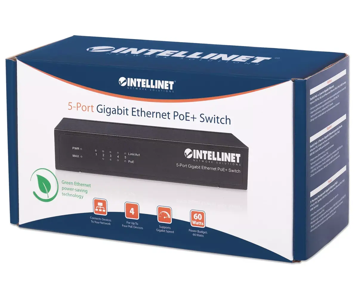 Slēdzis Intellinet 5-Port Gigabit Ethernet PoE+ Photo 6