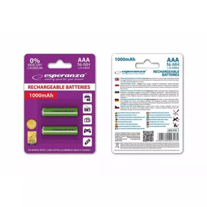 Uzlādējamas Ni‑MH AAA baterijas ESPERANZA EZA101G 1000 mAh, 2 gab., zaļas