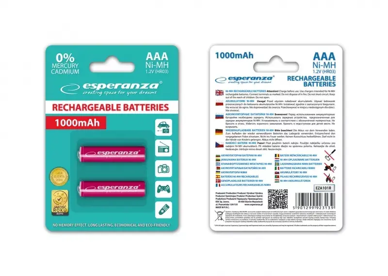 Uzlādējamas AAA NiMH baterijas ESPERANZA EZA101R Photo 2