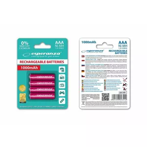 Uzlādējama AAA baterija ESPERANZA EZA102R 1000mAh sarkanā