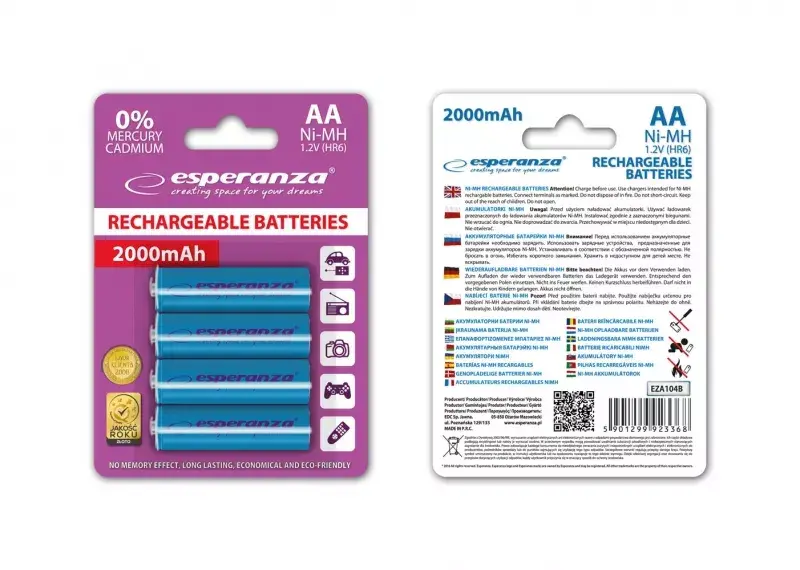 ESPERANZA EZA104B AA NiMH перезаряжаемые, 4 шт. Photo 2