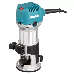 Frēze Makita RT0702CX2J — 710 W, 10 000–34 000 apgr./min, čaks 8 mm, dziļums 0–40 mm, 1.8 kg