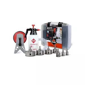 Drill bit set RUBI Easy Gres Plus Kit — 7 pcs diamond drill bits, 27 mm length, for porcelain, with carrying case