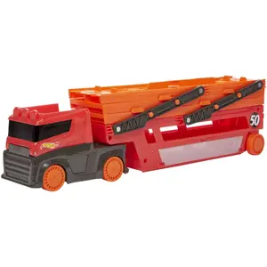 Truck Hot Wheels City Mega Hauler — plastic play truck for ages 3+, orange/red