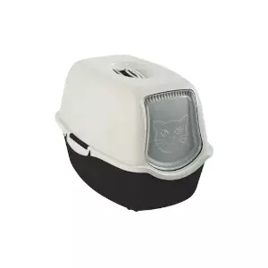 Hooded cat litter box Rotho Bailey Black White 560×400×390 mm, carbon filter, handle, door flap