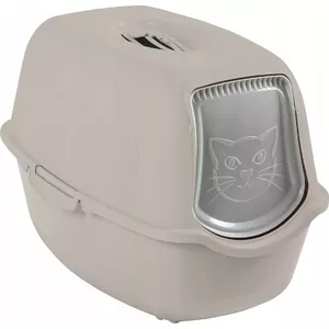 Cat litter tray rotho Kuweta Bailey beige – model 4004507422, compact covered litter box with carbon filter and carrying handle